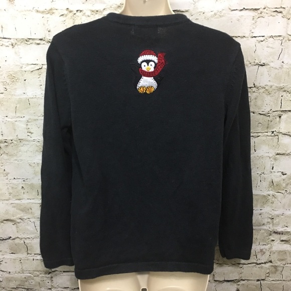 White Stag Penguin Christmas Cardigan Sweater - Picture 3 of 4